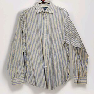 Polo Ralph Lauren Button Down Shirt Mens 17.5/XL Classic Fit Yellow Blue Striped